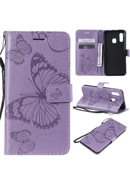 Kart Yuvası Standı Pu ile Samsung Galaxy A20E Darbeye Kapak Için Flip Case (Yurt Dışından)