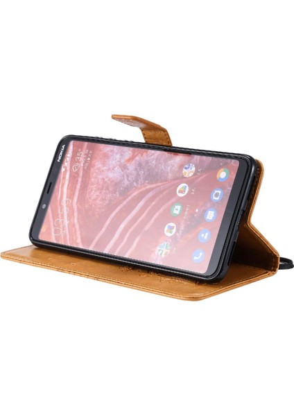 Nokia 3.1 Için Flip Case Artı Darbeye Kapak Kart Pu ile Kickstand Çevirin (Yurt Dışından)