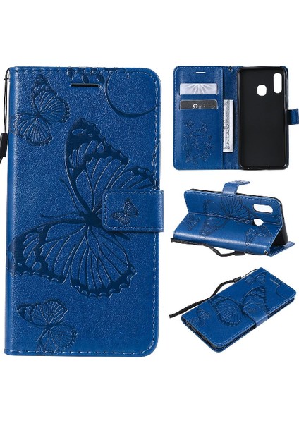 Kart Yuvası Standı Pu ile Samsung Galaxy A20E Darbeye Kapak Için Flip Case (Yurt Dışından)