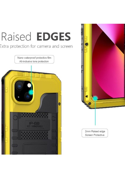 Iphone 13 Için Su Geçirmez Kılıf IP68 Su Geçirmez Tam Metal Tam Vücut Ağır (Yurt Dışından)