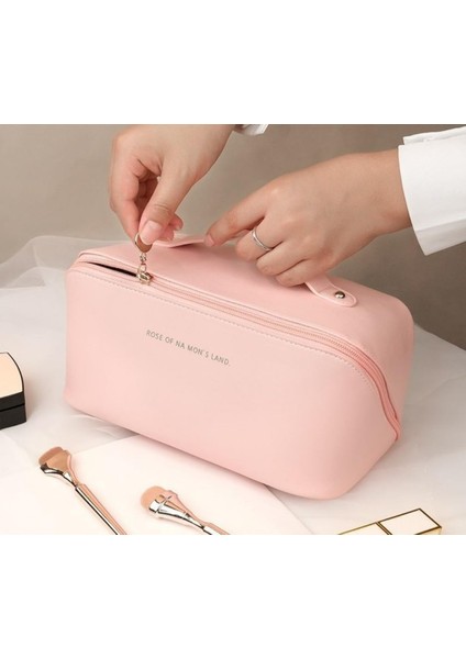 Kozmetik Çantası Seyahat Makyaj Çantaları Büyük Kapasiteli Organizatör Saklama Çantası Su Geçirmez Taşınabilir Kese Açık Düz Tuvalet Çantası Bölücü ve Saplı Makyaj Organizatörü (Pi (Yurt Dışından) modelleri