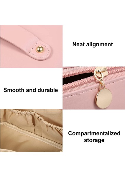 Kozmetik Çantası Seyahat Makyaj Çantaları Büyük Kapasiteli Organizatör Saklama Çantası Su Geçirmez Taşınabilir Kese Açık Düz Tuvalet Çantası Bölücü ve Saplı Makyaj Organizatörü (Pi (Yurt Dışından) fırsatları