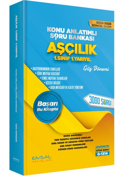 AÖF Aşçılık 1. Sınıf 1. Yarıyıl Güz Dönemi 2022 - 2023