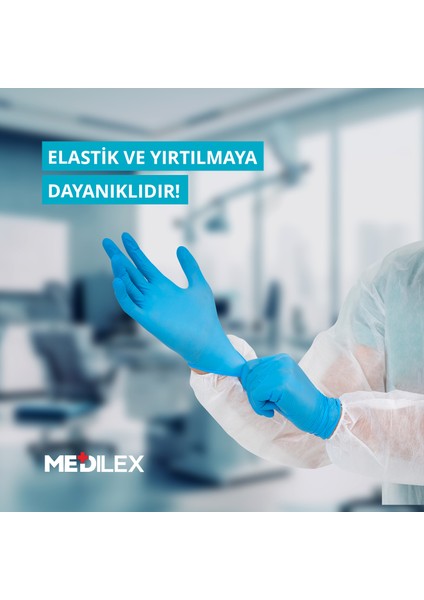 Medilex Tek Kullanımlık Pudrasız Mavi S Beden Muayene Eldiveni 100'lü