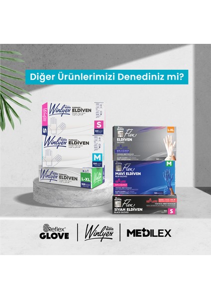 Medilex Tek Kullanımlık Pudrasız Mavi S Beden Muayene Eldiveni 100'lü