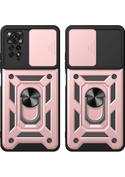 Xiaomi Redmi Note 11 Pro 4g Uyumlu Sah Kılıf Magnetik Standlı Kamera Korumalı Zore Sürgülü Vega Kapa