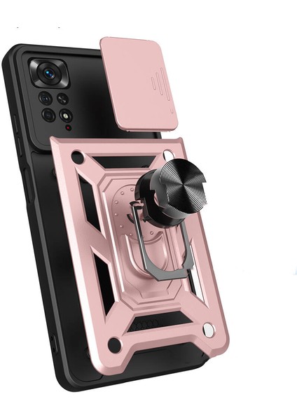 Xiaomi Redmi Note 11 Pro 4g Uyumlu Sah Kılıf Magnetik Standlı Kamera Korumalı Zore Sürgülü Vega Kapa