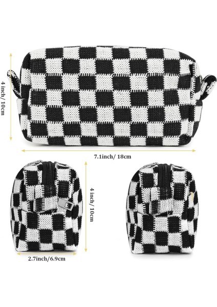 2 Adet Damalı Makyaj Çantaları, Fermuarlı Taşınabilir Seyahat Tuvalet Çantası, Kadınlar Için Makyaj Çantası Saklama Kozmetik Çantası, Siyah ve Açık Kahverengi (Yurt Dışından) fiyatları