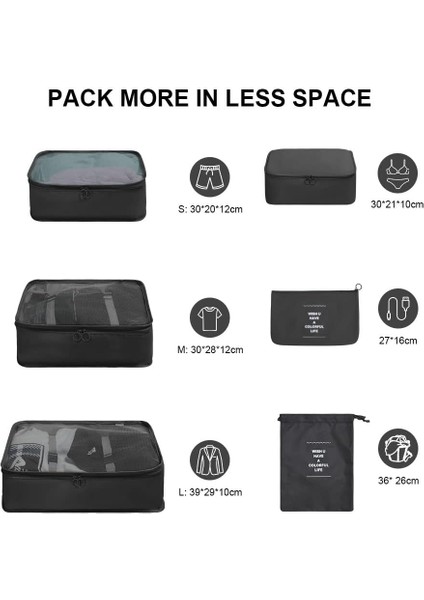Bavul Düzenleme Seti 6 Parça, Paketleme Küpleri, Su Geçirmez Seyahat Giyim Çantaları, Seyahat Için Bavul Düzenleme Çantaları (Yurt Dışından) fiyatları