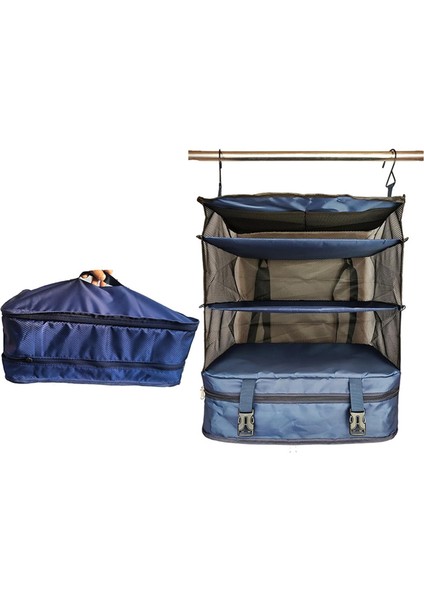 Giyim Seyahat Depolama Asılı Çanta Çok Fonksiyonlu Giyim Seyahat Saklama Çantası Üç Katmanlı Asılı Çanta Su Geçirmez Kumaş Takviyeli Örgü Seyahat Aksesuarları Organizatör (Yurt Dışından)