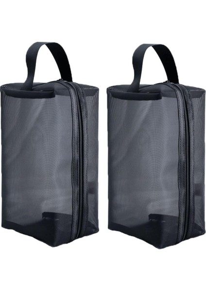 Seyahat Makyaj Çantası 2 Adet Siyah Hasır Saklama Çantası Hasır Fermuarlı Saklama Çantası Seyahat Yıkama Çantası Dış Mekan Ithal Ağ Taşınabilir Fermuarlı Çanta (Yurt Dışından)