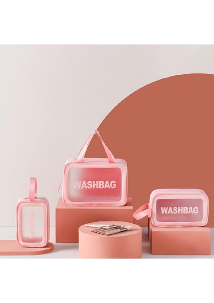 Kozmetik Çantası, Şeffaf, Su Geçirmez, Makyaj Çantası, 3 Adet, Şeffaf, Seyahat Seti, Pembe. (Yurt Dışından) modelleri