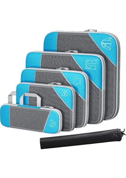 6 Adet Paketleme Küpü Seyahat Organizatör Çantaları Su Geçirmez Seyahat Paketlenebilir Saklama Çantası Ayakkabı Çantası Mavi (Yurt Dışından)