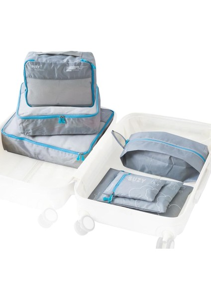 Taşınabilir Bagaj Düzenleyici,7 Adet Seyahat Organizatör Saklama Poşetleri Seti Bavul Elbise Ayakkabı Sınıflandırılmış Çantalar Taşınabilir Bagaj Organizatör Seyahat Kıyafetleri Dü (Yurt Dışından)