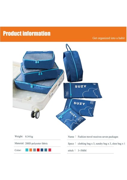 Taşınabilir Bagaj Düzenleyici,7 Adet Seyahat Organizatör Saklama Poşetleri Seti Bavul Elbise Ayakkabı Sınıflandırılmış Çantalar Taşınabilir Bagaj Organizatör Seyahat Kıyafetleri Dü (Yurt Dışından) modelleri