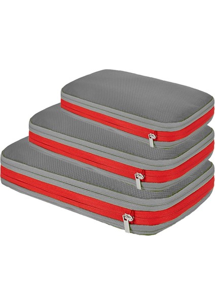 Seyahat Organizatör Çantaları 3 Adet Çok Işlevli Seyahat Küpleri Bavul Su Geçirmez Saklama Çantası Seti Gri (Yurt Dışından)