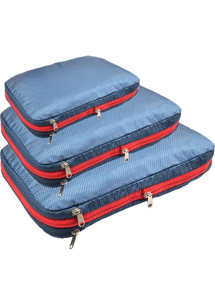Seyahat Organizatör Çantaları 3 Adet Çok Işlevli Seyahat Küpleri Bavul Su Geçirmez Saklama Çantası Seti Lacivert (Yurt Dışından)
