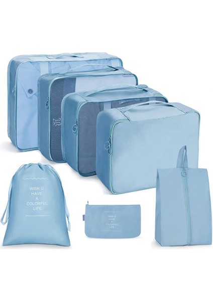 7 Parçalı Su Geçirmez Paket Küpü, Bavul Düzenleyici Seti, Ayakkabı Torbası, Elbise Çantası, Valiz, Kozmetik Çantası, Seyahat Çantası, Ayakkabı Torbası ve Kişisel Bakım Çantası, Sey (Yurt Dışından)