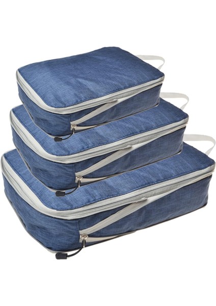 Düzenleyici Paketleme Küpleri 3 Adet Çok Işlevli Seyahat Saklama Çantası Temel Çanta Açık Mavi (Yurt Dışından)