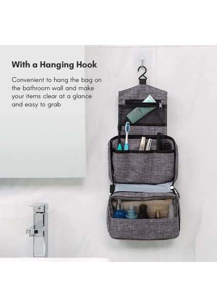 Asılı Kanca ile Taşınabilir Tuvalet Çantası Tuvalet Malzemeleri Için Seyahat Çantası Suya Dayanıklı Kozmetik Çantası Seyahat Makyaj Organizatör Kadın Kızlar Için Büyük Kapasiteli T (Yurt Dışından) indirimleri