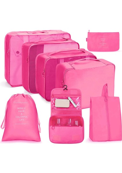 Ambalaj Küpleri, 8 Parça Seyahat Organizatörü Ambalaj Torbaları, Seyahat Bagajı Paketleme Organizatörleri, Su Geçirmez Seyahat Temel Çanta Giysi Ayakkabı Kozmetik Tuvalet Malzemele (Yurt Dışından)