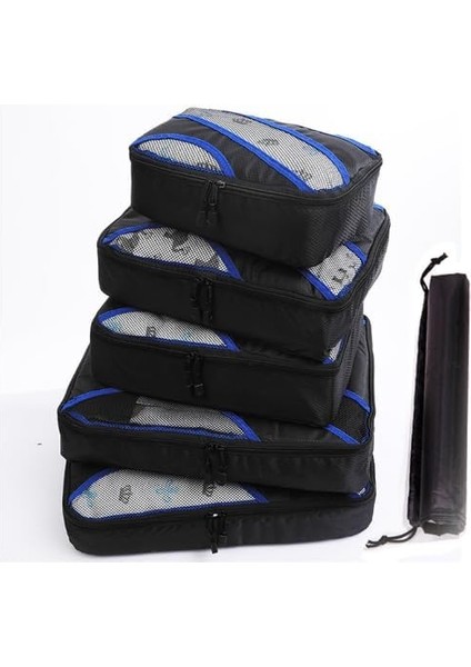 Kompresyon Çanta Düzenleyici Paket Küpü Paketleme Küpleri Bagaj Saklama Çantaları Elbise Çantaları Ambalaj Küpleri Paket Çantaları (Siyah 6 (Yurt Dışından)
