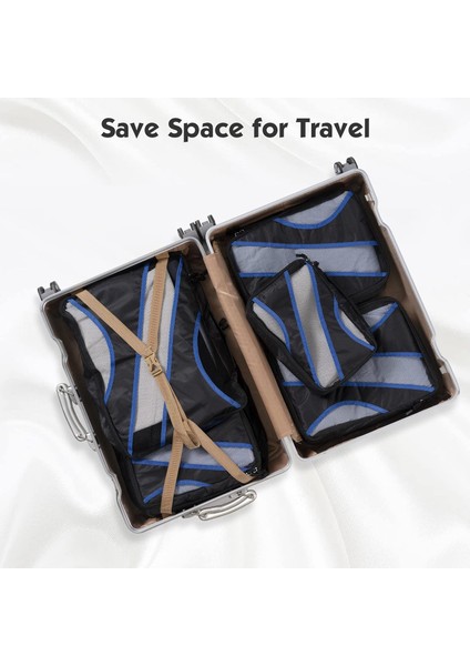 Kompresyon Çanta Düzenleyici Paket Küpü Paketleme Küpleri Bagaj Saklama Çantaları Elbise Çantaları Ambalaj Küpleri Paket Çantaları (Siyah 6 (Yurt Dışından) fırsatları