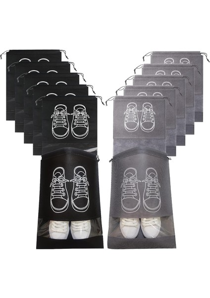 Seyahat Için Ayakkabı Çantası, Büyük Boy Ayakkabı Çantası, Seyahat, Seyahat, Günlük Kullanım, Ayakkabı Saklama, Siyah 6+Gri 6 (Yurt Dışından)