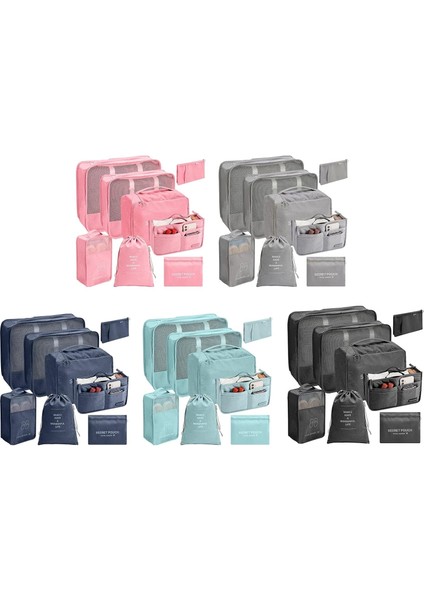 8 Adet Bagaj Paketleme Çantası, Büyük Kapasiteli Çok Fonksiyonlu Polyester Saklama Çantaları Seyahat Organizatörü Ev Malzemeleri Mavi (Yurt Dışından) fiyatları