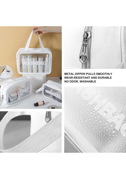 3 Adet Su Geçirmez Şeffaf Kozmetik Çantası, Tuvalet Çantası, Makyaj Çantası, Kadın Erkek Için Saydam Seyahat Tuvalet Organizatörü (Beyaz) (Yurt Dışından) modelleri