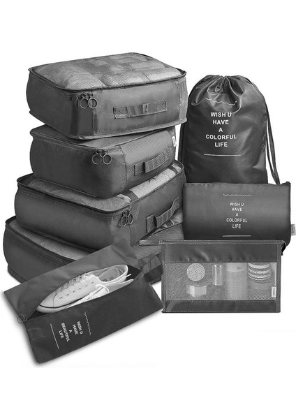 Bavul Düzenleyici Paket Küpü Seti, 8 Parça, Çok Fonksiyonlu Seyahat Gep Seti, Su Geçirmez Çanta, Ayakkabı Saklama Torbası, Tatil, Seyahat Için (Yurt Dışından)