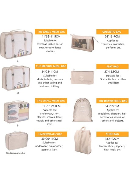 Bavul Düzenleyici Paket Küpü Seti, 8 Parça, Çok Fonksiyonlu Seyahat Gep Seti, Su Geçirmez Çanta, Ayakkabı Saklama Torbası, Tatil, Seyahat Için (Yurt Dışından) fiyatları