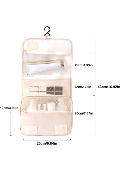 Asılı Tuvalet Çantası, Kadınlar Için Seyahat Yıkama Çantası Taşınabilir Katlanır Kozmetik Düzenleyici Büyük Kapasiteli Kız Makyaj Çantası Ayrı Bölmeli Su Geçirmez Duş Çantası, Bej (Yurt Dışından) fiyatları
