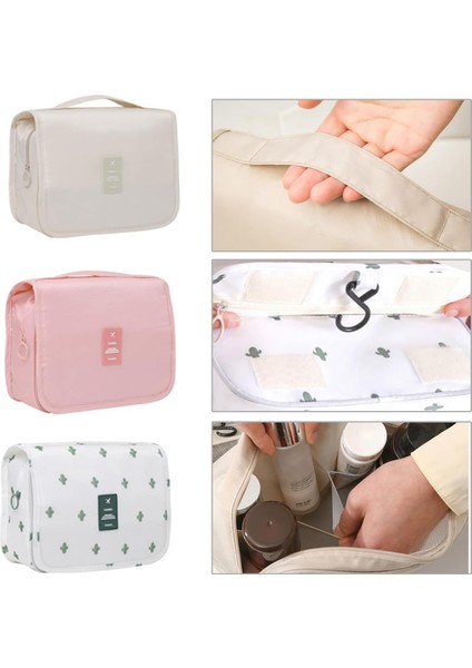 Asılı Tuvalet Çantası, Kadınlar Için Seyahat Yıkama Çantası Taşınabilir Katlanır Kozmetik Düzenleyici Büyük Kapasiteli Kız Makyaj Çantası Ayrı Bölmeli Su Geçirmez Duş Çantası, Bej (Yurt Dışından) fırsatları