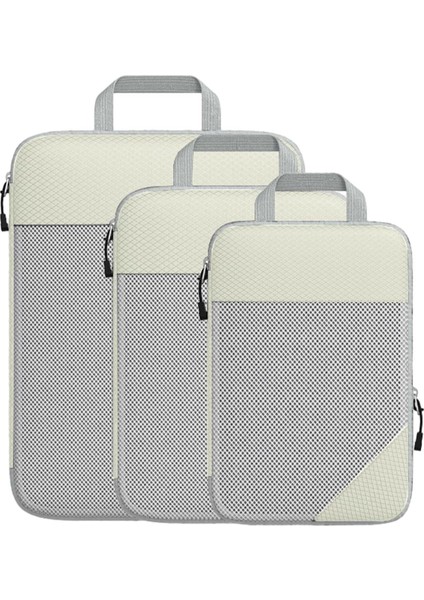 3 Adet Sıkıştırma Ambalaj Küpleri, Bagaj Ambalaj Organizatörleri Nefes Alabilen Tuvalet Çantaları Aile Tatilleri Için Seyahat Saklama Torbaları (Yurt Dışından)