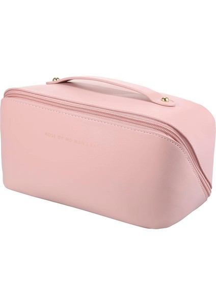 Kozmetik Çantası Seyahat Makyaj Çantaları Büyük Kapasiteli Organizatör Saklama Çantası Su Geçirmez Taşınabilir Kese Açık Düz Tuvalet Çantası Bölücü ve Saplı Makyaj Organizatörü (Pi (Yurt Dışından)