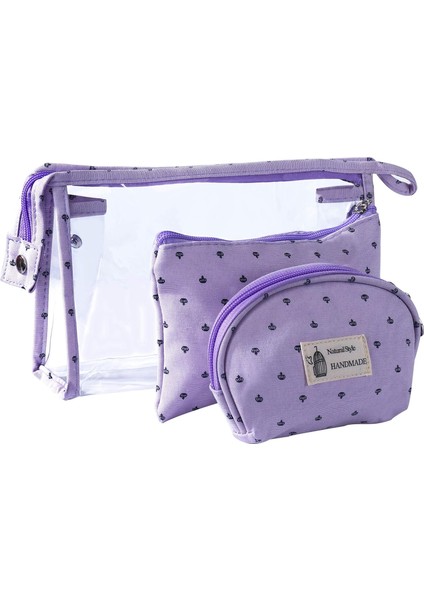 Seyahat Için Şeffaf Tuvalet Çantası, 3 Adet, Su Geçirmez Pvc Makyaj Çantası, Kadınlar Için, Kozmetik Çantası, Küçük Cüzdan, Fermuarlı, Lila, 3 Sizes (Yurt Dışından)
