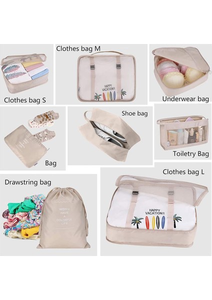 Valiz Düzenleyici Paket Çantası Seti, 12 Parça Paketleme Küpü, Bavul Düzenleyici, Seyahat Düzenleyici, Bagaj Ambalajı, Aile Seyahatleri, Evde Saklama Için (Bej) (Yurt Dışından) modelleri