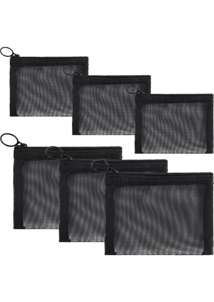 Mini Fermuarlı Tuvalet Çantası Örgü Düzenleme Çantası 6 Paket Naylon Su Geçirmez Küçük Çanta Kozmetik Kırtasiye Çantası Depolama Makyaj Çantaları Ofisler Seyahat Organizatör Aksesu (Yurt Dışından)