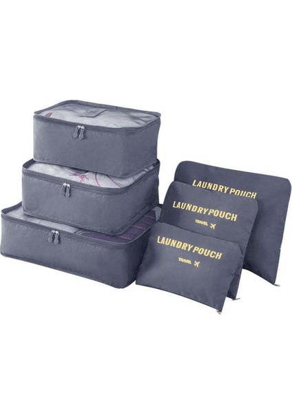 Paketleme Küpleri, 6pcs Seyahat Düzenleyici Ambalaj Torbaları, Seyahat Paketleme Küpü Seti, Su Geçirmez Çanta Giysiler Ayakkabı Kozmetik Makyaj Malzemeleri Saklama Çantaları(Gri) (Yurt Dışından)