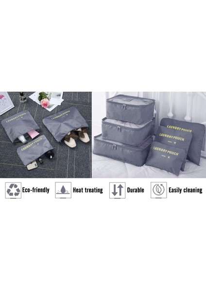 Paketleme Küpleri, 6pcs Seyahat Düzenleyici Ambalaj Torbaları, Seyahat Paketleme Küpü Seti, Su Geçirmez Çanta Giysiler Ayakkabı Kozmetik Makyaj Malzemeleri Saklama Çantaları(Gri) (Yurt Dışından) fırsatları