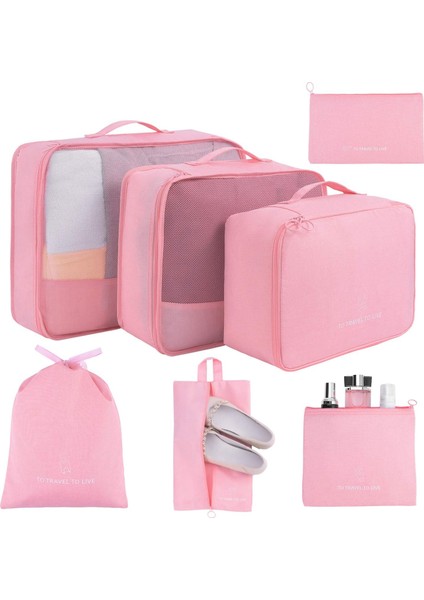 Çanta Düzenleyici 7 Set, Packing Cubes Bagaj Saklama Küpü Düzenleyici, Ayakkabı Torbası ve Tuvalet Çantası Ile, Pink, Viele Größen (Yurt Dışından)