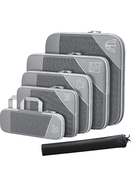 6 Adet Paketleme Küpü Seyahat Organizatör Çantaları Su Geçirmez Seyahat Paketlenebilir Saklama Çantası Ayakkabı Çantası Gri (Yurt Dışından)