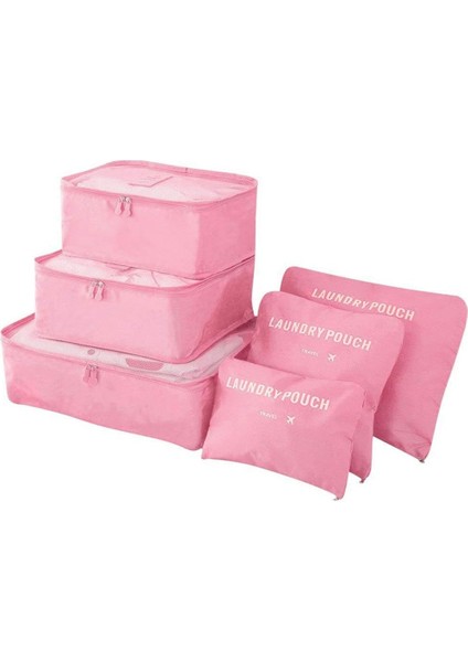 Paketleme Küpleri, 6pcs Seyahat Düzenleyici Ambalaj Torbaları, Seyahat Paketleme Küpü Seti, Su Geçirmez Çanta Giysiler Ayakkabı Kozmetik Makyaj Malzemeleri Saklama Çantaları (Pembe (Yurt Dışından)