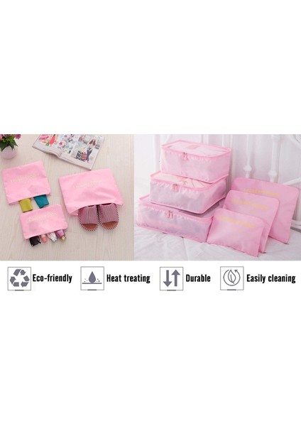 Paketleme Küpleri, 6pcs Seyahat Düzenleyici Ambalaj Torbaları, Seyahat Paketleme Küpü Seti, Su Geçirmez Çanta Giysiler Ayakkabı Kozmetik Makyaj Malzemeleri Saklama Çantaları (Pembe (Yurt Dışından) fırsatları