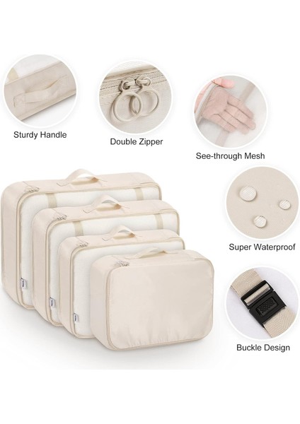 8 Parçalı Seyahat Organizer, Valiz Düzenleyici, Tatil ve Seyahat Için Bavul Organizer, Packing Cubes Seti Travel Organizer, Organizer Çanta - Bej (Yurt Dışından) fırsatları