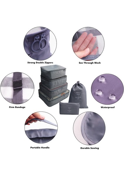 6 Adet Seyahat Paketleme Küpleri Sıkıştırma Torbaları, Depolama Paketleme Organizatörleri Çamaşır Torbaları, Seyahat Bagajı Düzenleyici, Katlanabilir Bavul Düzenleyici, Giysiler Iç (Yurt Dışından) modelleri