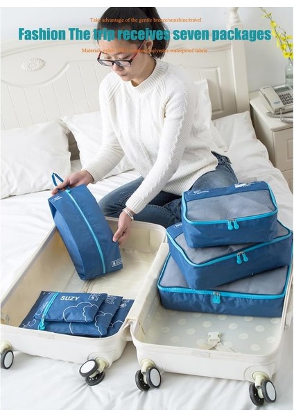 Taşınabilir Bagaj Düzenleyici,7 Adet Seyahat Organizatör Saklama Poşetleri Seti Bavul Elbise Ayakkabı Sınıflandırılmış Çantalar Taşınabilir Bagaj Organizatör Seyahat Kıyafetleri Dü (Yurt Dışından) fiyatları
