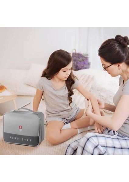 Ilaç Çantası, Büyük Kapasiteli Saklama Kutusu, Ev Taşınabilir Saklama Kutusu, Su Geçirmez Tuvalet Çantası, Seyahat Tuvalet Çantası (Gri Büyük + Küçük) (Yurt Dışından) modelleri