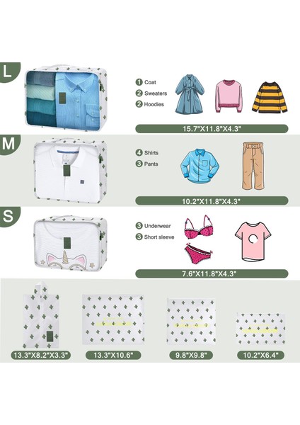 7 Set Ayakkabı Çantalı Ambalaj Küpleri - Sevimli Seyahat Çantaları Farklı Boyutlarda Bavul Için Bagaj Organizatörleri, Giyim Iç Çamaşırı Saklama Torbaları Seyahat Aksesuarları Için (Yurt Dışından) fiyatları